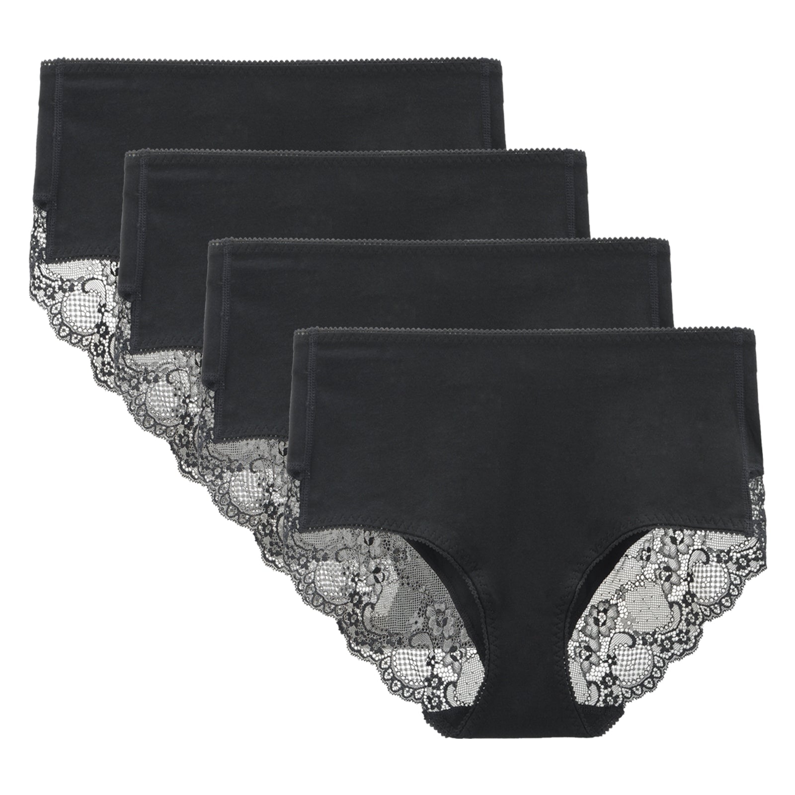LIQQY Women's Low Rise Cotton No Wedgie Lace Coverage Bikini Panty  Underwear 4 Pack (Small, Black) at  Women's Clothing store