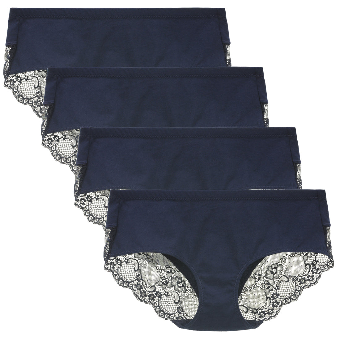 Navy Blue Women Plain Pure Cotton Panty, Mid, 12 Peices at best