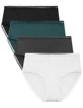 LIQQY Women's Breathable Hi-Cut Knickers Cotton Lace Brief High Waist Panties Multipack