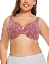 LIQQY Women's Plus Size Underwire Bra Cushioned Straps Full Coverage Back T-Shirt Bra (42B-54DDD)