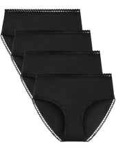 LIQQY Women's Breathable Hi-Cut Knickers Cotton Lace Brief High Waist Panties Multipack