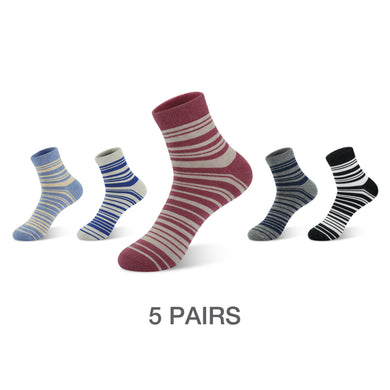 Men’s  Cotton Ankle Socks Pin Stripe Thin Low Cut Breathable Summer Quarter Sock 5 Pairs