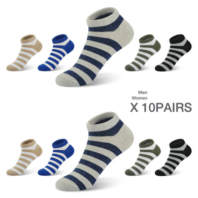 Men’s Striped Cotton Print Ankle Socks 10/Pairs