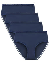 LIQQY Women's Breathable Hi-Cut Knickers Cotton Lace Brief High Waist Panties Multipack