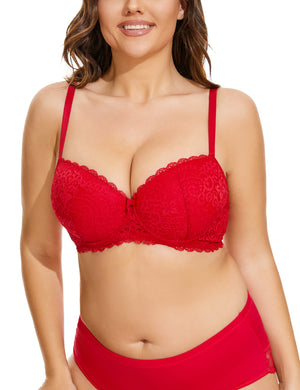 LIQQY Women's Plus Size Curvy Signature Lace Push-up Underwire Contour Bra 34D-44H