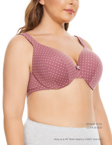 Women’s Plus Size Underwire Bra Cushioned Straps Full Coverage Beauty Back T-Shirt Bra for Everyday Wear (42B-54DDD)