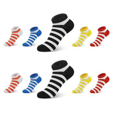 Unisex Striped Ankle Socks 10/Pairs