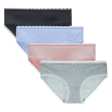 Cotton Hipster Panty with Lace Waist 4 Pack
