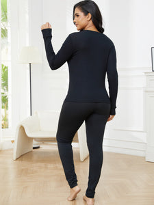 Women's Ultra Thin Crew Neck Long-Sleeve Thermal Underwear Shirt Top Undershirt