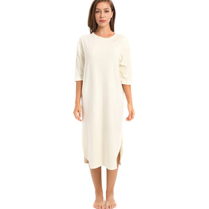 Women's Long Sleepshirt Scoop Neck 3/4 Sleeve Oversized Pajamas Loose Sleep Dress Loungewear