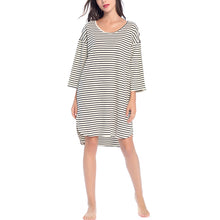LIQQY Women's Nightgown Scoop Neck 3/4 Sleeve Oversized Pajamas Loose Sleep Dress Loungewear