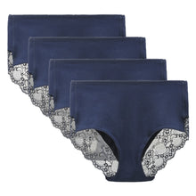 LIQQY Women's 4 Pack Comfort Cotton Lace Coverage Full Rise Briefs Underwear
