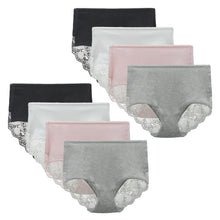LIQQY Women's Cotton Underwear Hipster Cottontails Brief Full Coverage Briefs Rise Lace Panties Pack of 8