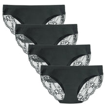 LIQQY Women's Cotton Low Rise Lace Back Coverage Bikini 4 Pack Underwear