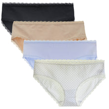 LIQQY Women's 4 Pack Breathable Combed Cotton Back Coverage Hipsters Underwear